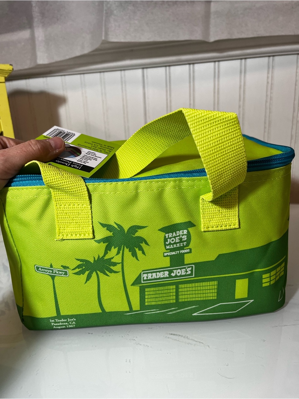 NWT Trader Joe's Mini Insulated Tote Bag Green/Teal 1.5 Gallon Lunch Cooler